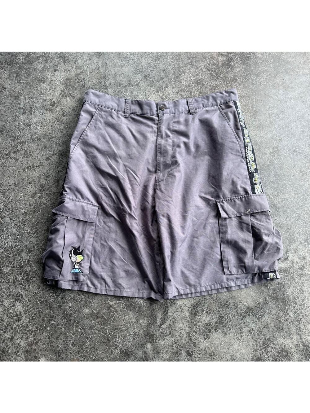 Vintage 90s Baggy Utility Cargo Embroidered ONE SOUL Summer Shorts jnco style 38